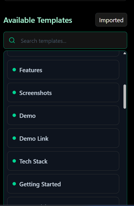 Adding Sections in Visual README Builder