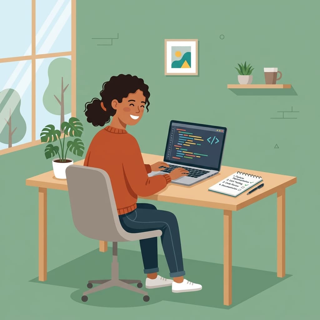 Clean and organized programmer workflow desk