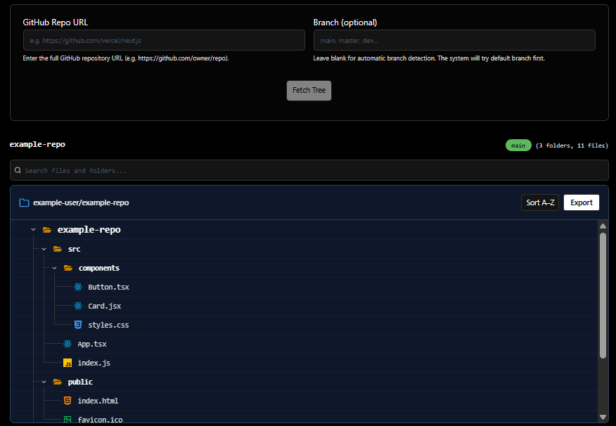 GitHub file tree visualizer example