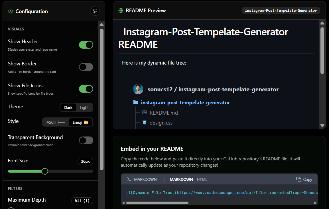 Dynamic GitHub README File Tree Preview 2