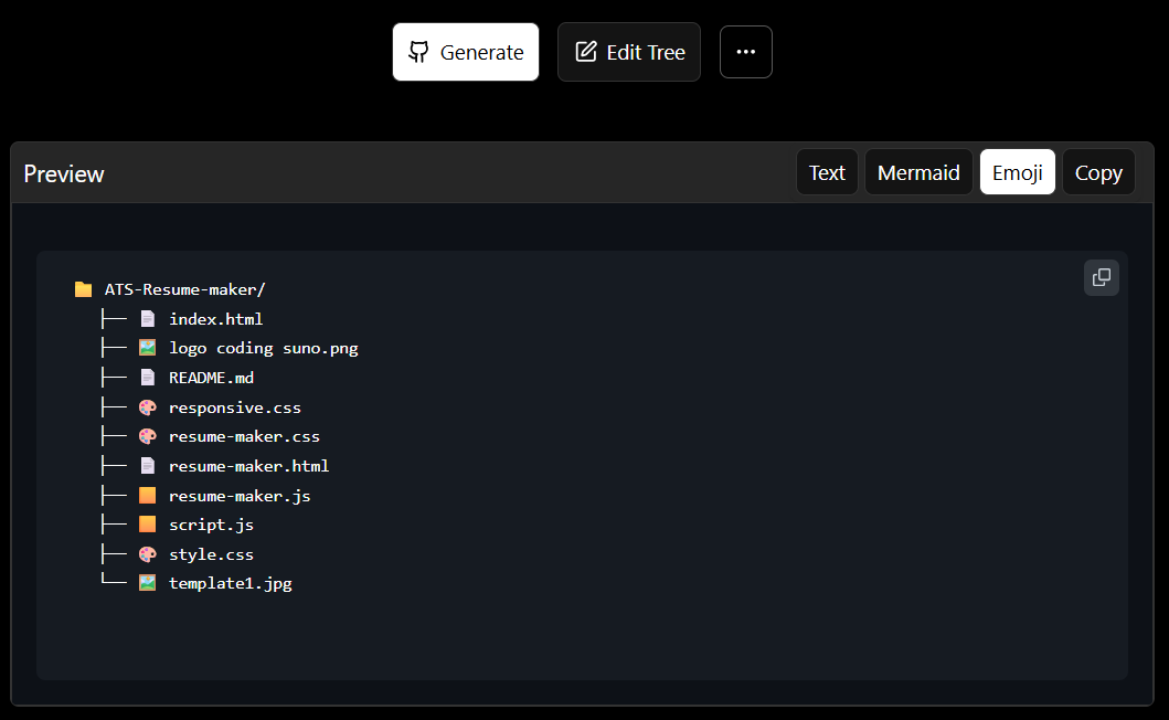 GitHub Project Tree Generator Preview 1