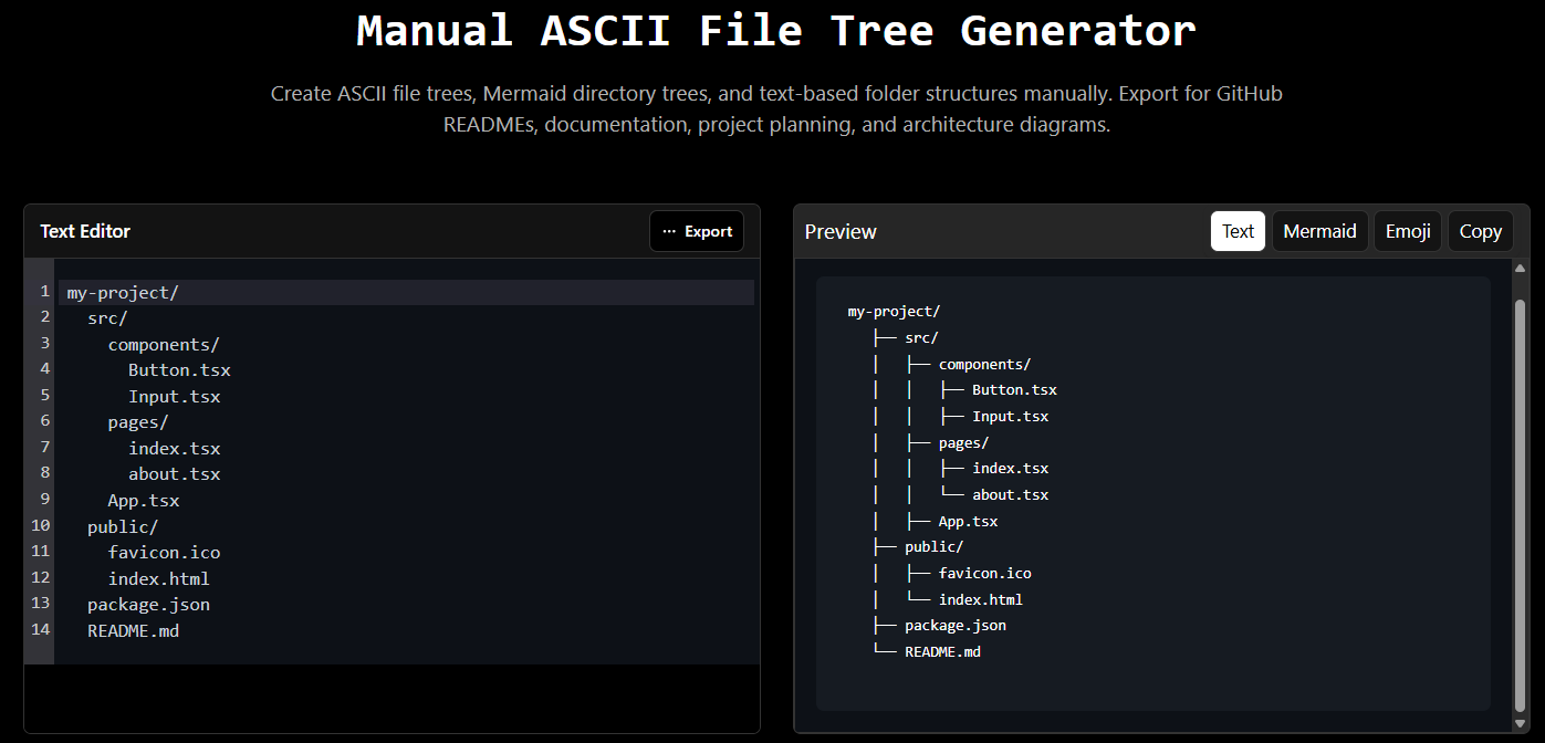 Manual ASCII File Tree Generator Preview 2